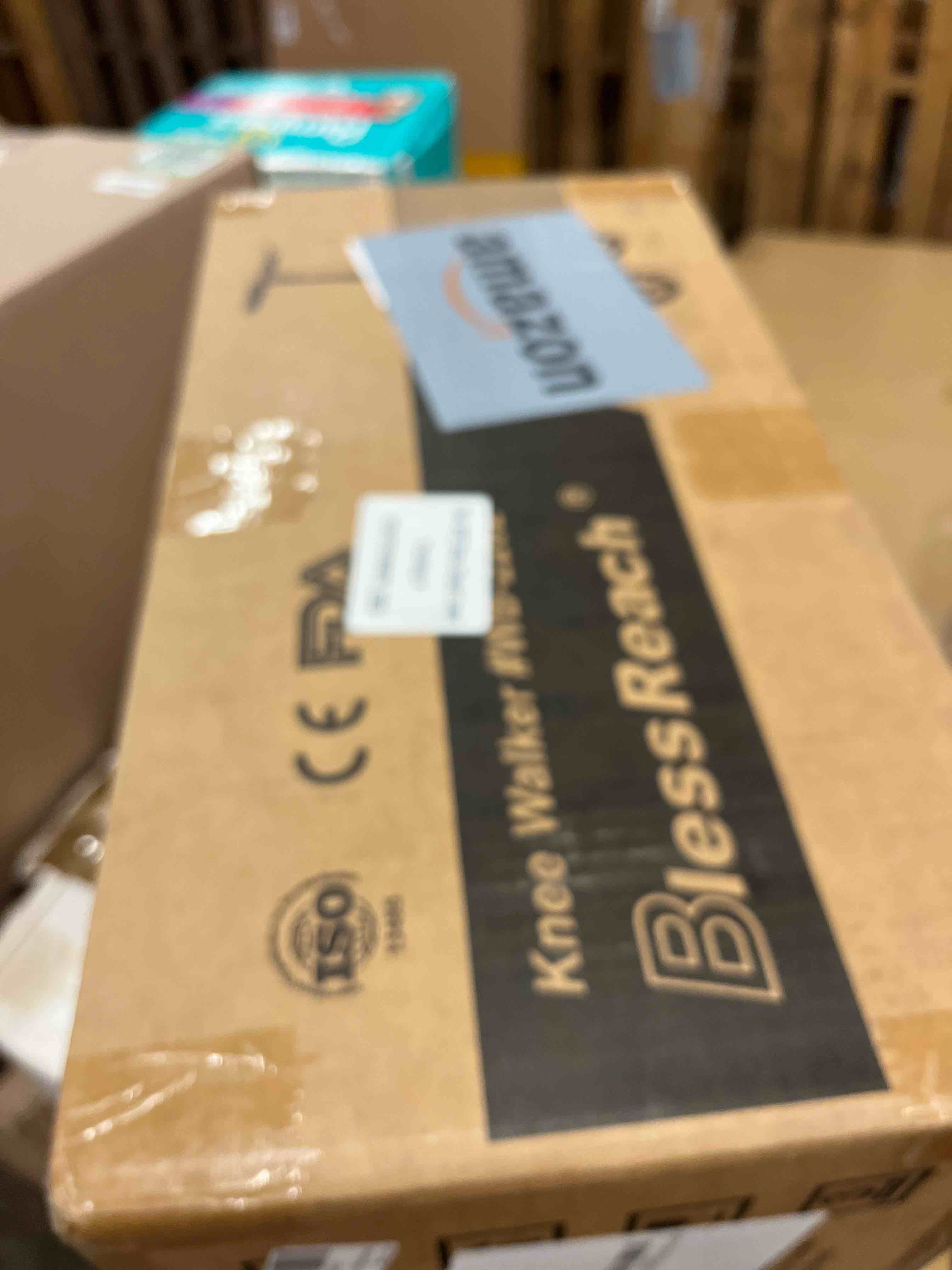 Condition photo showing New/Like New for blessreach steerable knee scooter deluxe medical scooter for foot injuries compact crutches, with dual rear on-wheel brake and shock absorption under the knee pad?blue?