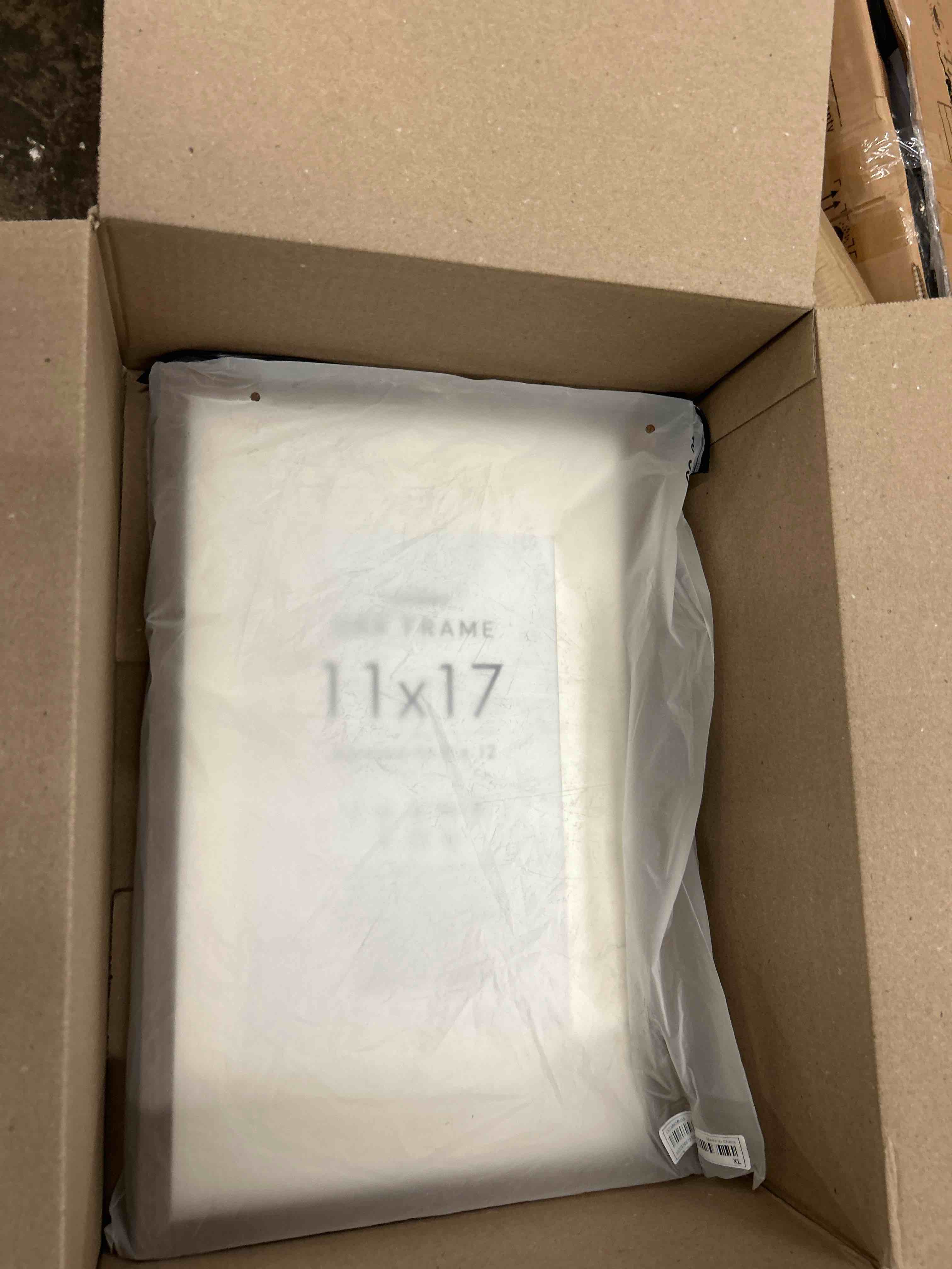 Condition photo showing New/Like New for 11x17 oak picture frame, solid oak 11x17 poster frame with mat to 8x12(openning size is 7.5x11.5), natural wood 17x11 frames for wall, (walnut set of 1)