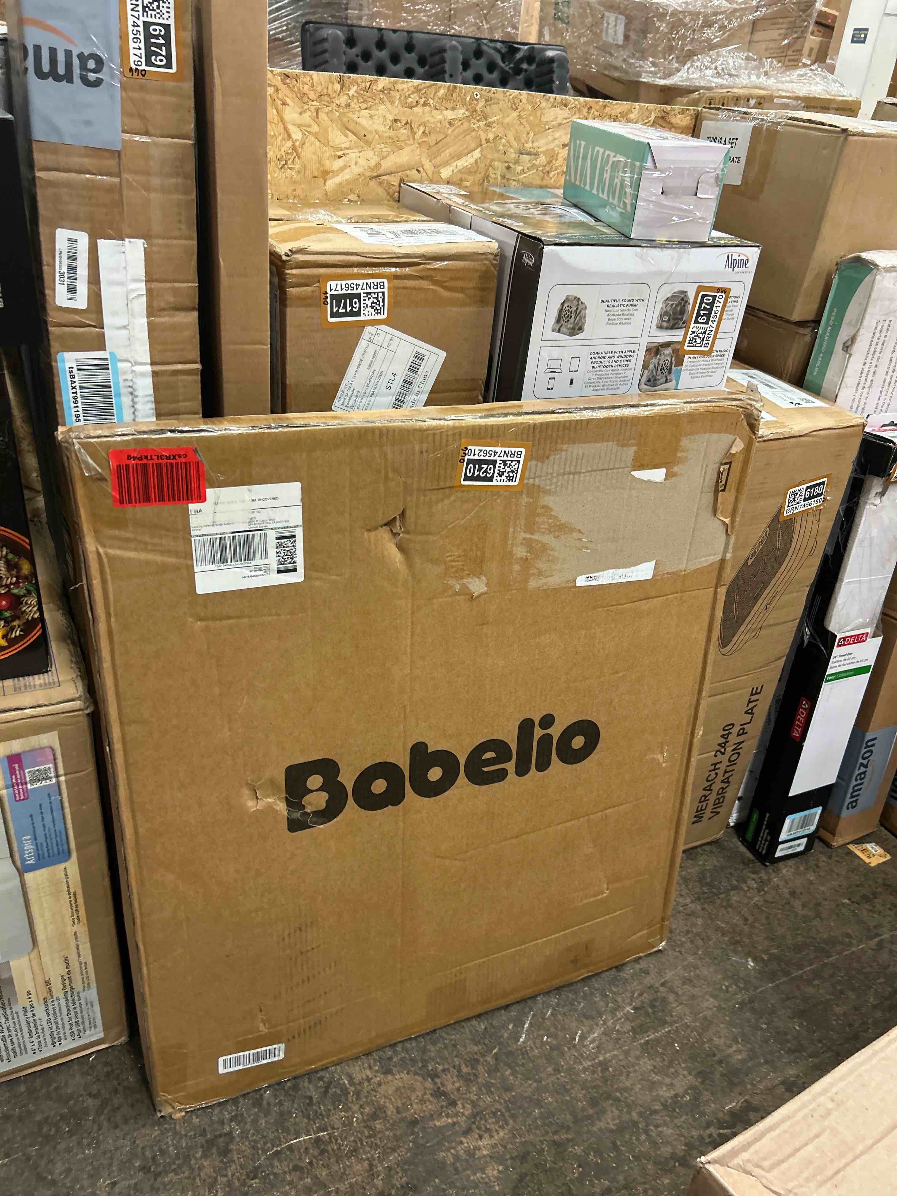 Condition photo showing New/Like New for babelio auto close baby gate with cat door, catprivilege, 29-43" metal gate for doorway, stairs, house, easy walk thru with pet door, includes 4 wall cups and 3 extension pieces, white