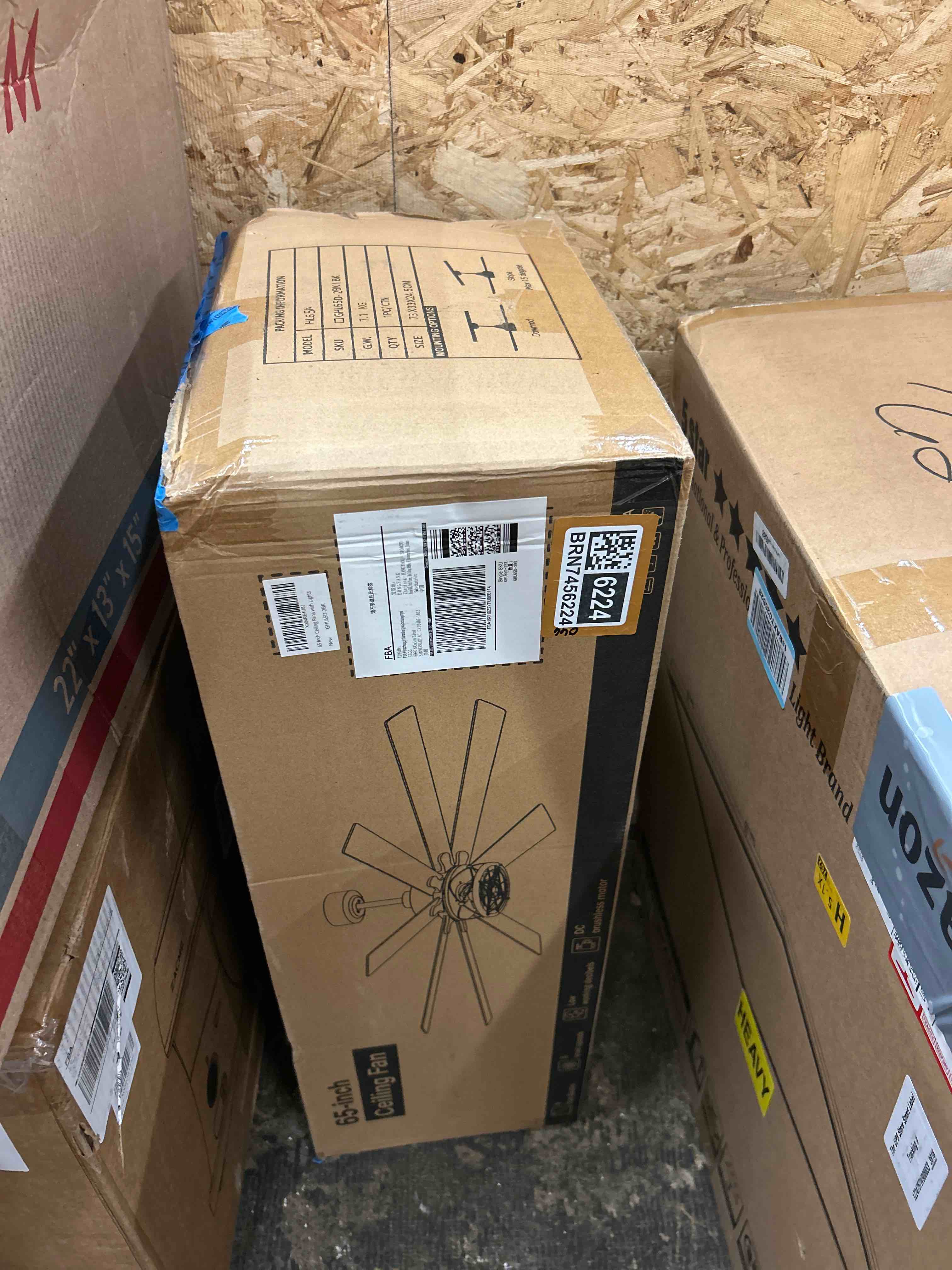 Condition photo showing New/Like New for 65 inch ceiling fans with lights, farmhouse ceiling fan with lights and remote, dual finish 8 blades black caged rustic ceiling fans with 6 speed reversible motor for indoor/covered outdoor