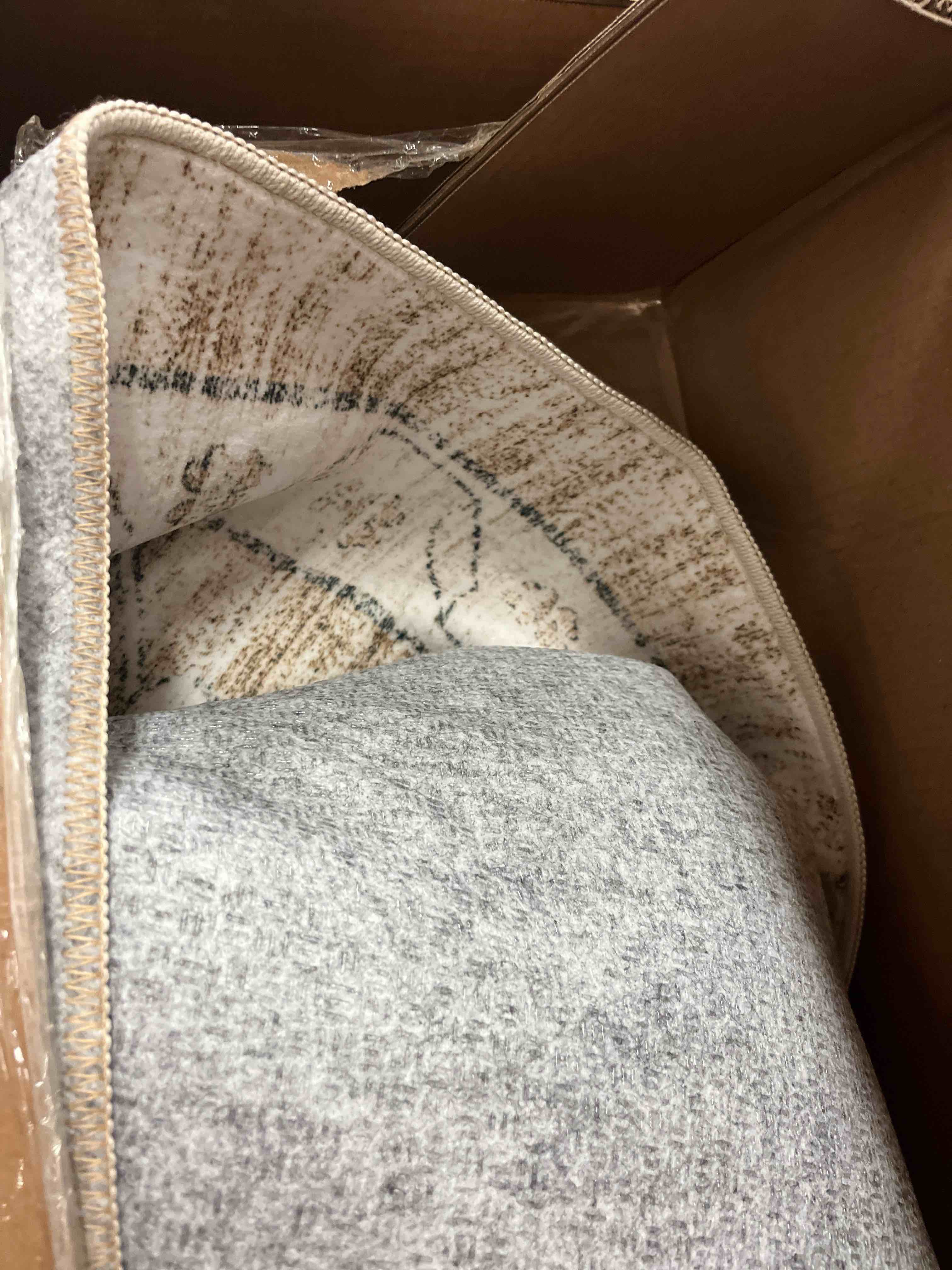 Condition photo showing Good Condition for lahome 9x12 ft area rugs for living room - boho non-slip washable carpet ultra-thin large rug lightweight foldable dining room mat?farmhouse neutral print carpet for bedroom guest room adelyn (taupe)