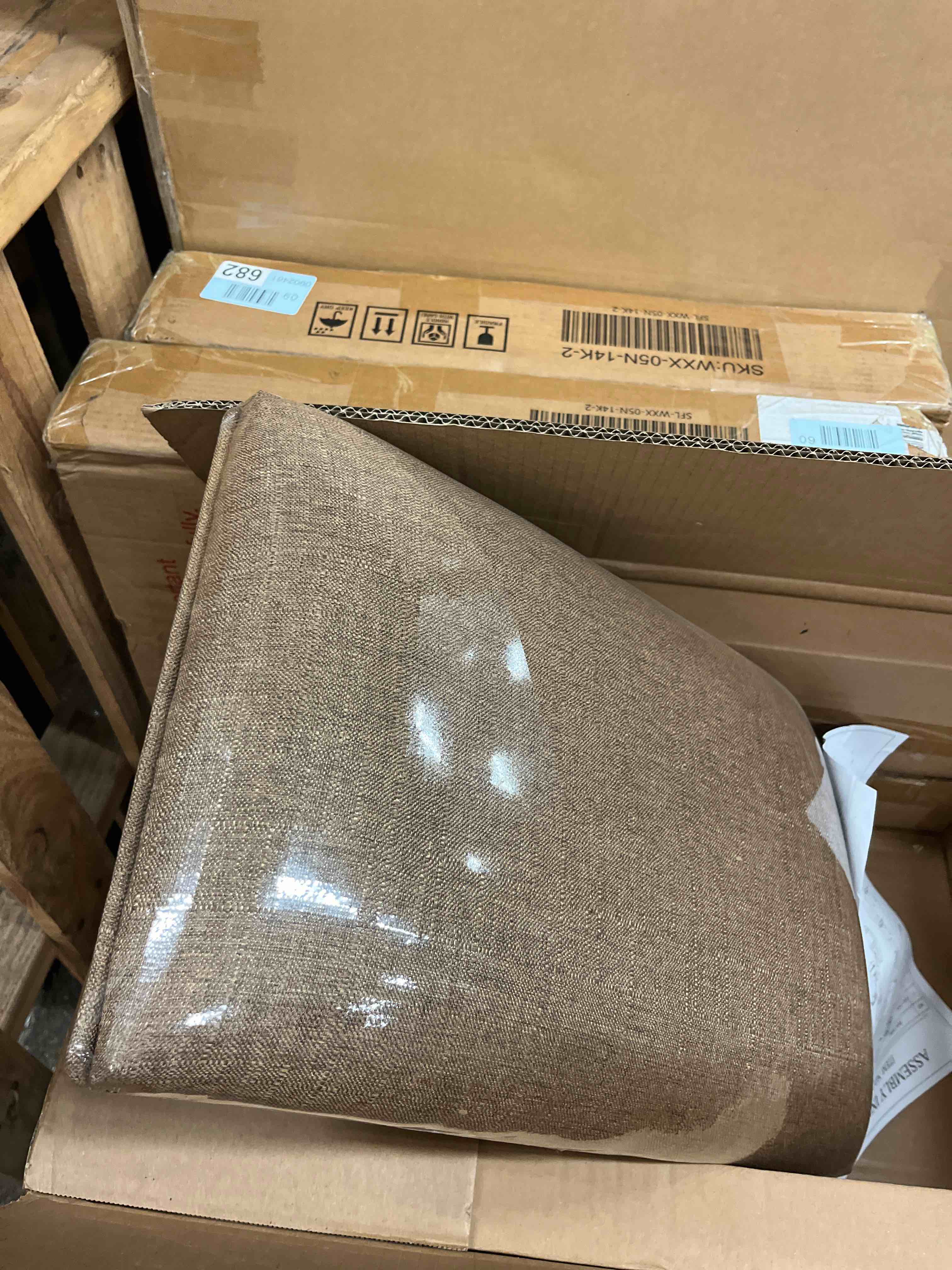 Condition photo showing New/Like New for gtu furniture set of 2 counter height 24" backless kitchen island brown barstools chair with wood footrest leg and fabric cushion