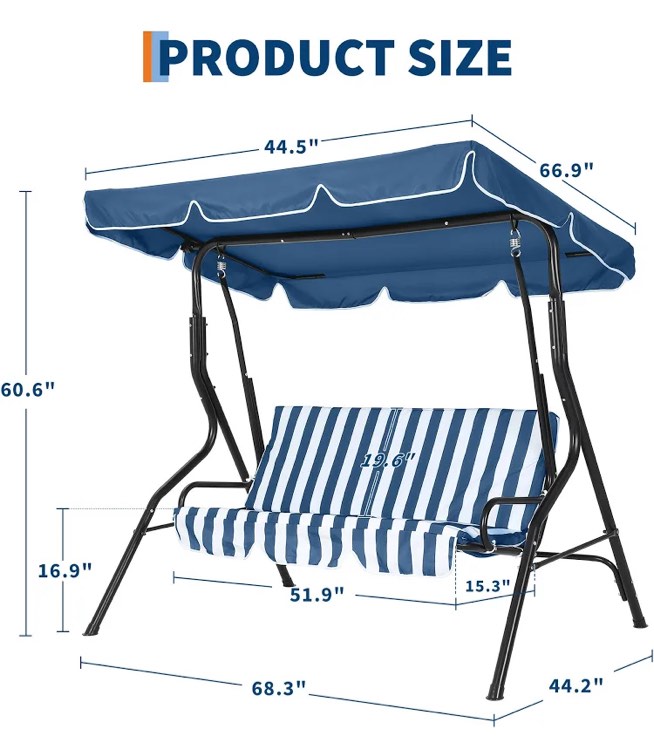 Condition photo showing New/Like New for garvee 3-seat outdoor swing chair
