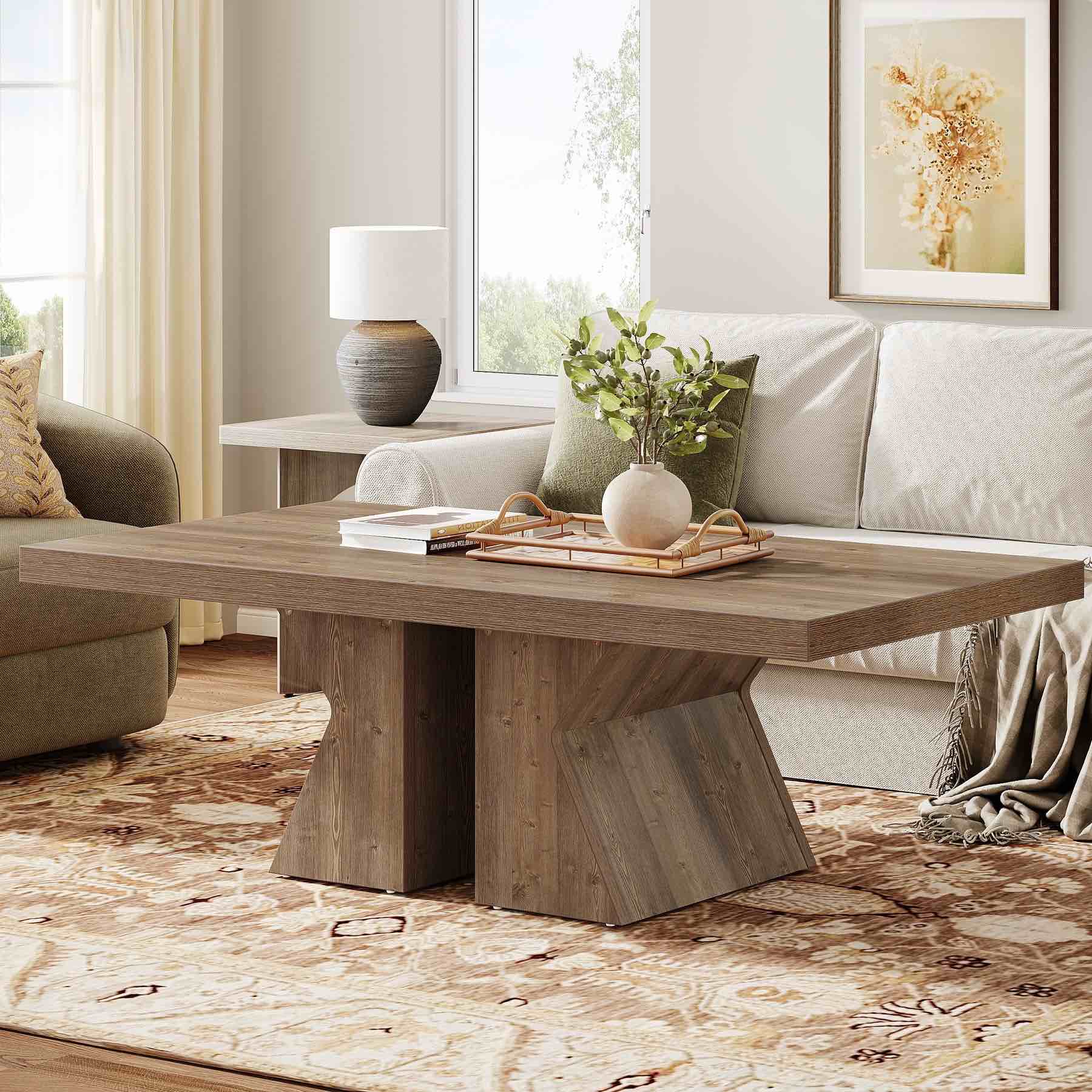 Condition photo showing New/Like New for 47" wood coffee table, rectangular center table snack table(top only)