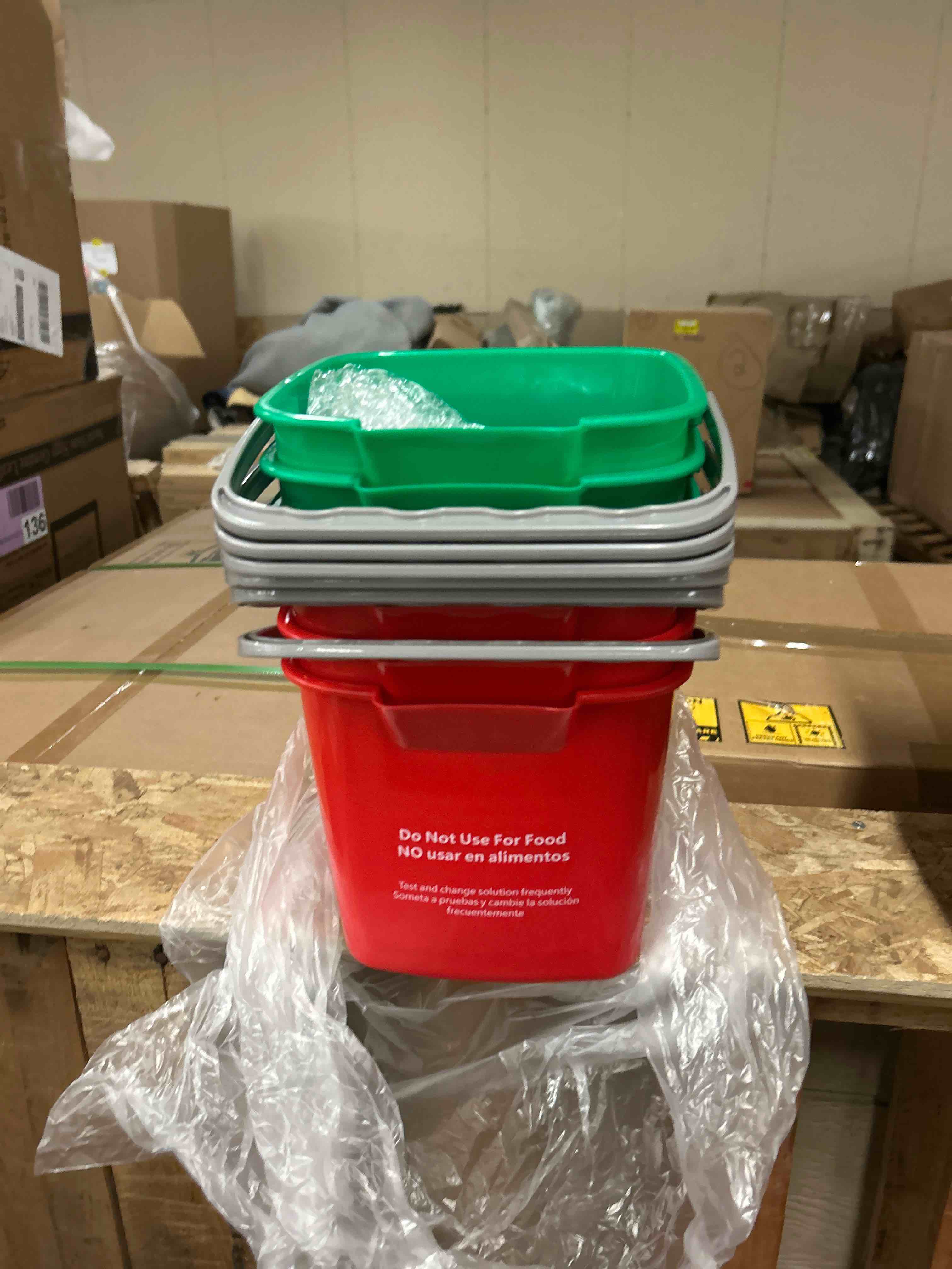 Condition photo showing New/Like New for roshtia 6 pcs 3 quart cleaning bucket small sanitizing square bucket detergent pail for home commercial restaurant kitchen office school(green, red)