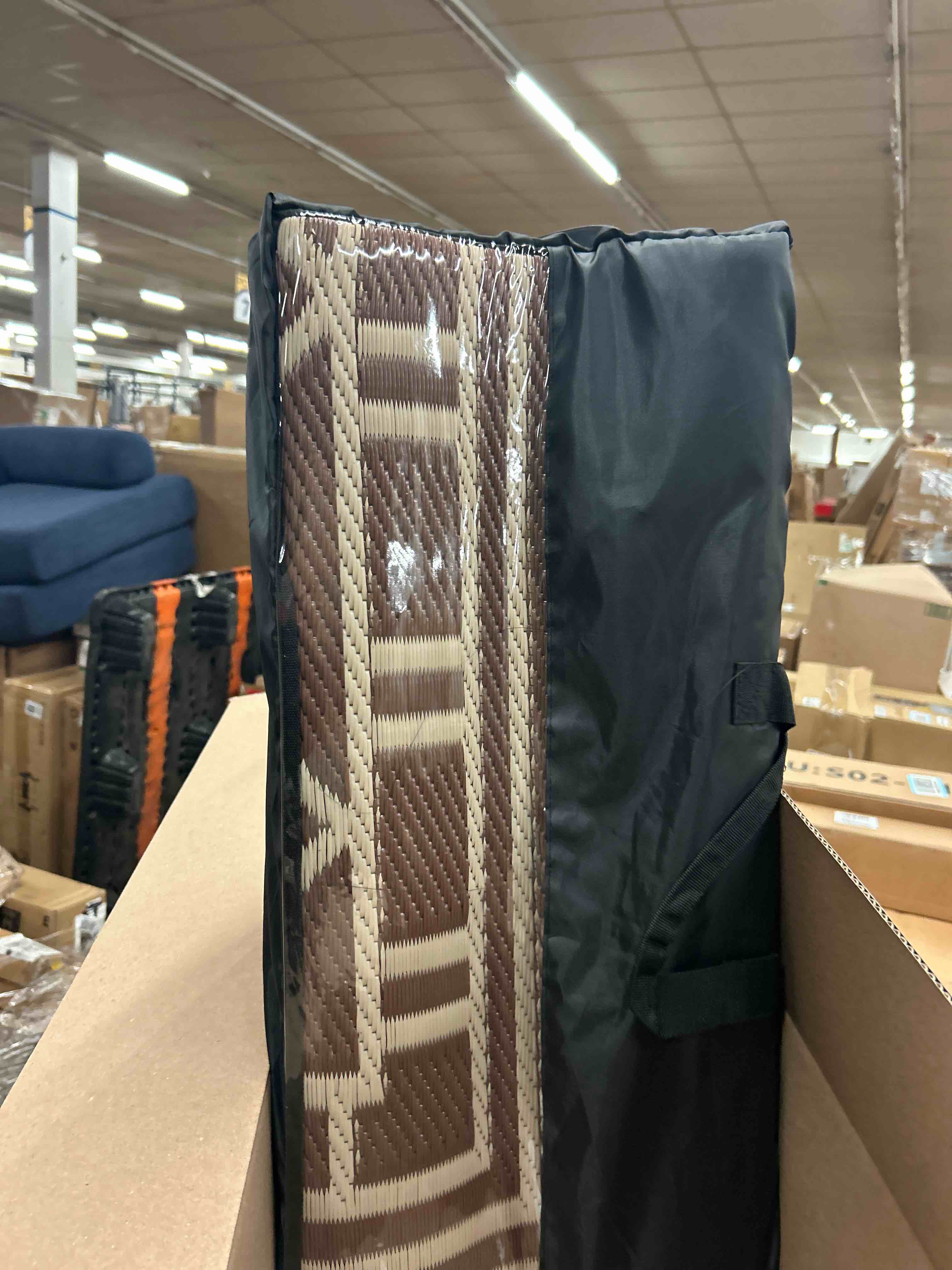 Condition photo showing New/Like New for genimo outdoor rug waterproof for patio decor, 6'x9' foldable reversible plastic straw carpet for travel trailers, outside area mat for rv, deck, picnic, porch, camper, balcony, beach, coffee & beige