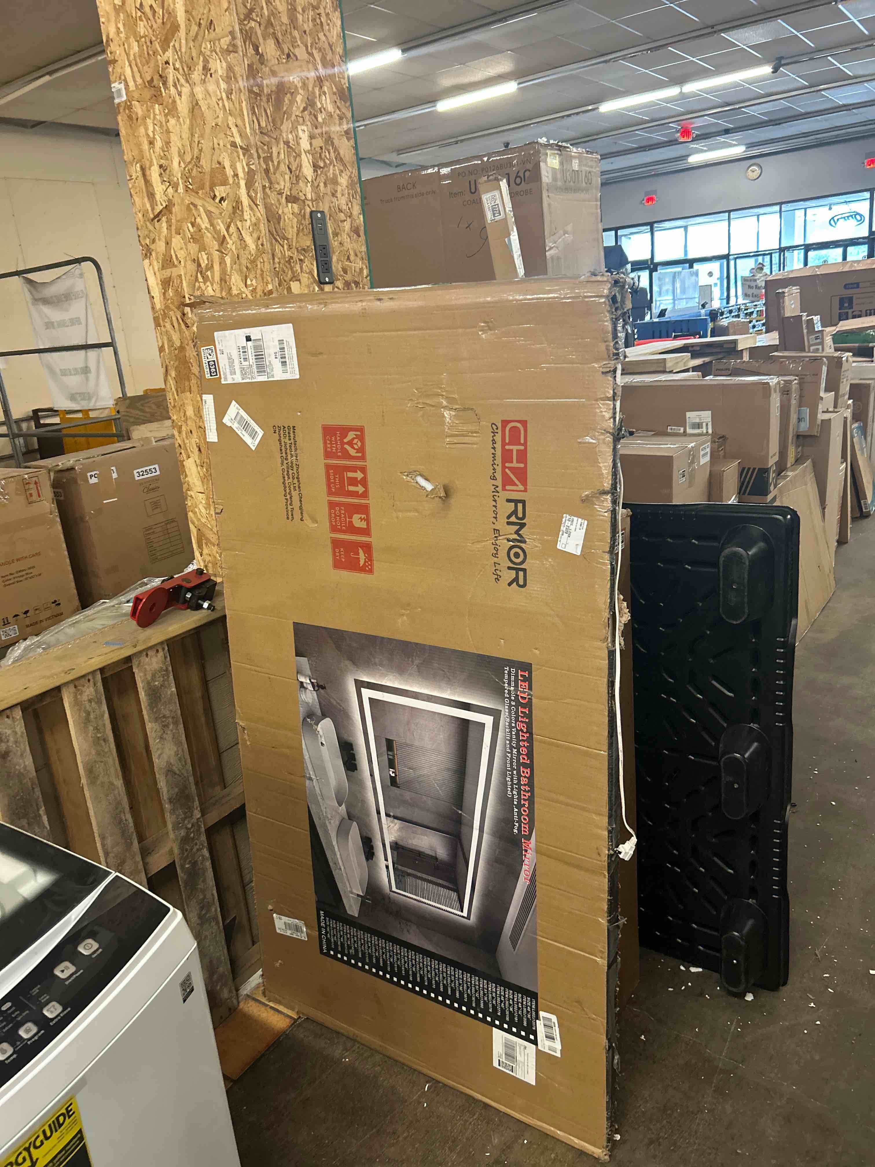 Condition photo showing New/Like New for 66x36 led bathroom mirror for wall, large dimmable vanity mirror with lights, anti-fog, shatterproof, memory, 3 colors, etl listed (backlit and front lighted)
