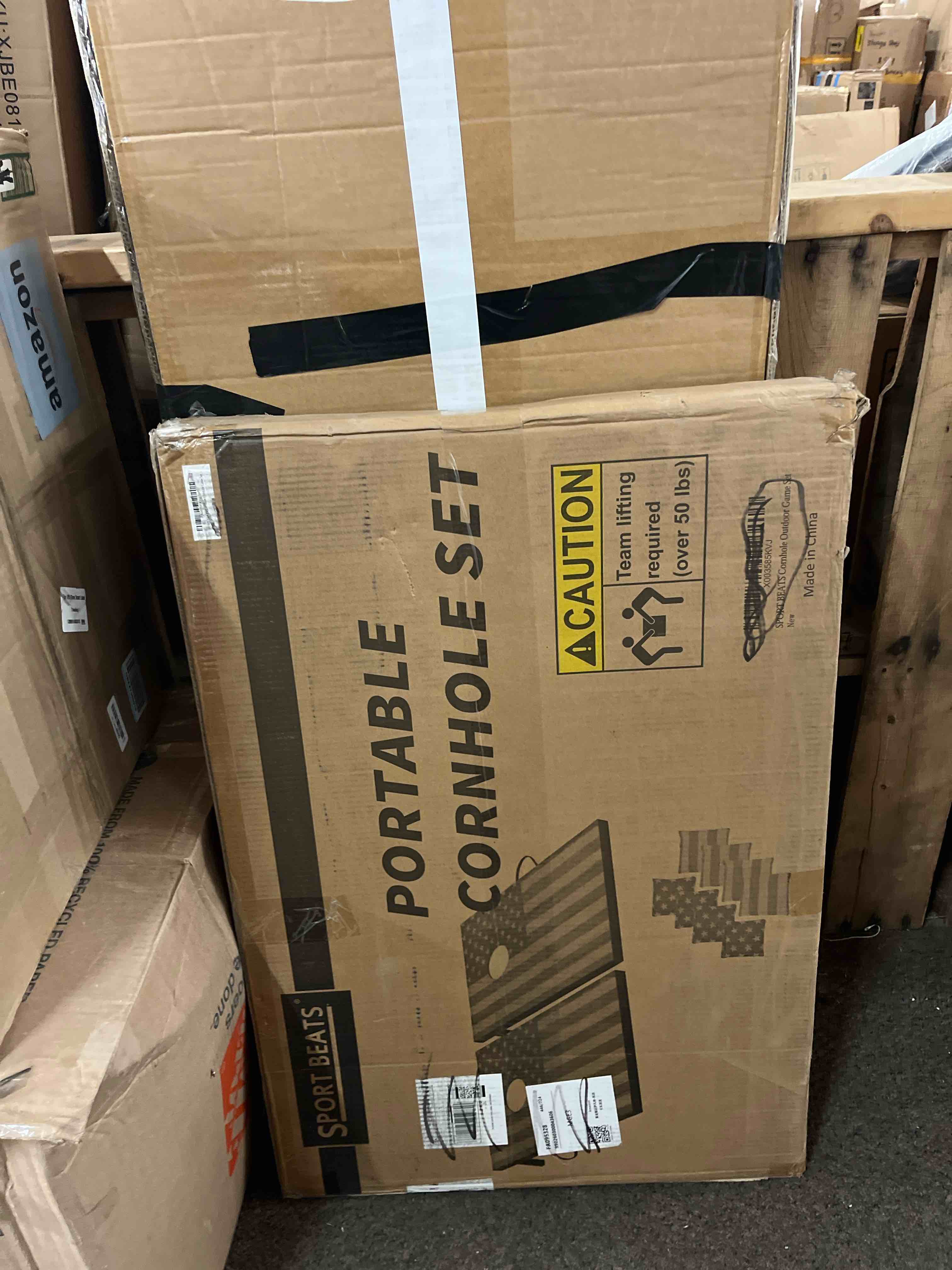 Condition photo showing New/Like New for portable cornhole board set - premium mdf wood corn hole game with 8 regulation bean bags, for backyard, camping, and outdoor tailgating - choose 3x2' tailgate or 4x2' regulation size