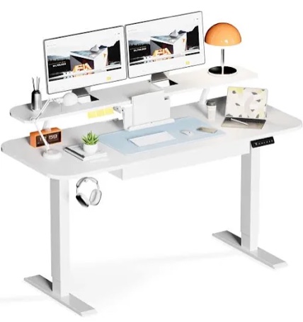 Condition photo showing New/Like New for gtplayer - 55 x 24 in electric standing desk with drawers sit stand up desk - white