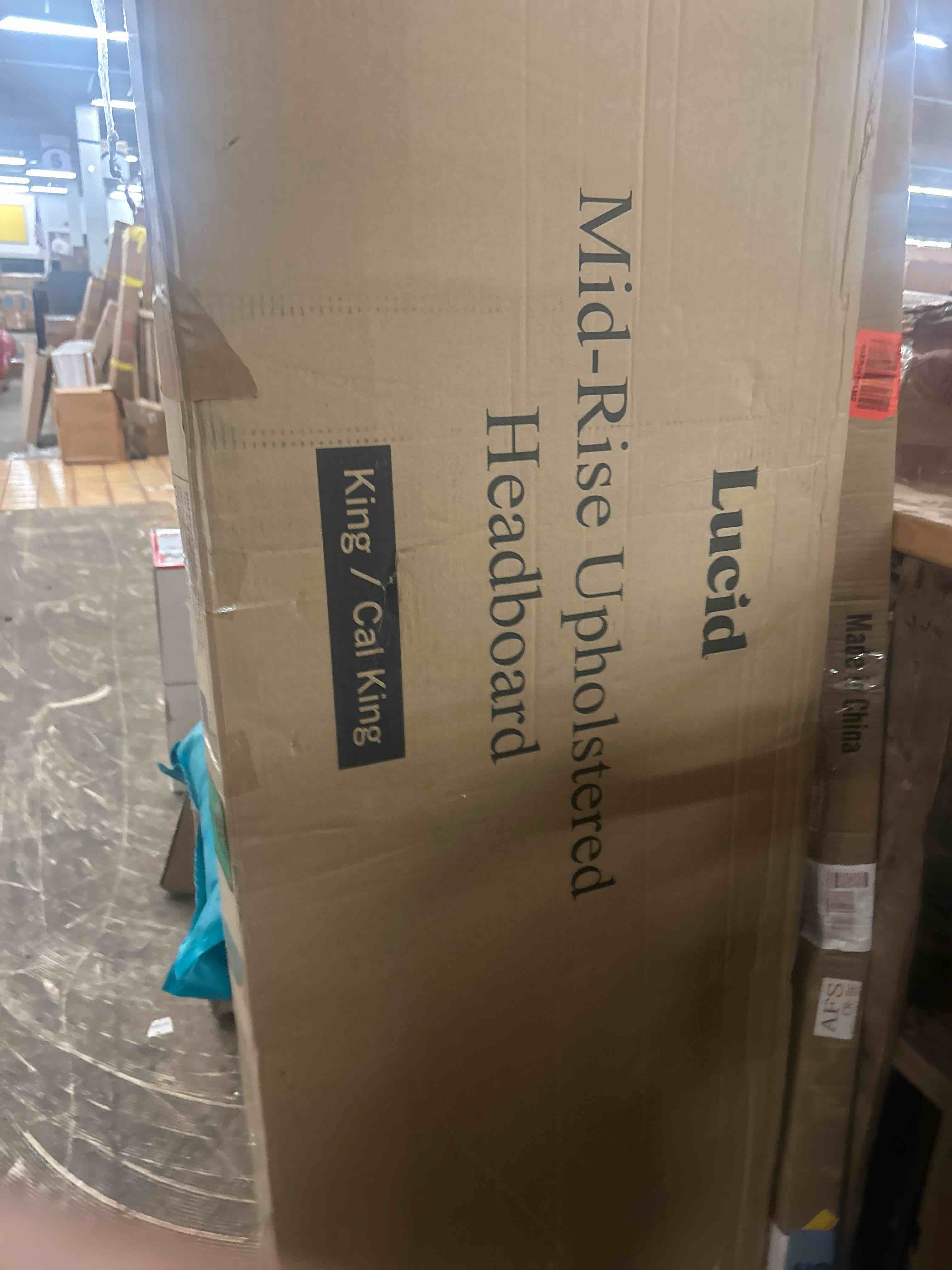 Condition photo showing New/Like New for lucid mid-rise upholstered headboard - diamond tufted - padded polyester - adjustable height from 34” to 46” - easy assembly - bed frame or wall mount - sturdy - pearl - king / cal king size