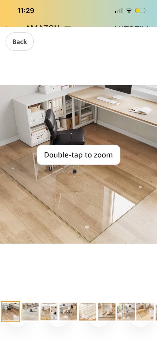 Condition photo showing New/Like New for tempered glass office chair mat, 36"x55" for carpet & hardwood floors, heavy duty 0.2" thick computer chair mat with non-slip pads, scratch resistant, rounded corners & polished edges