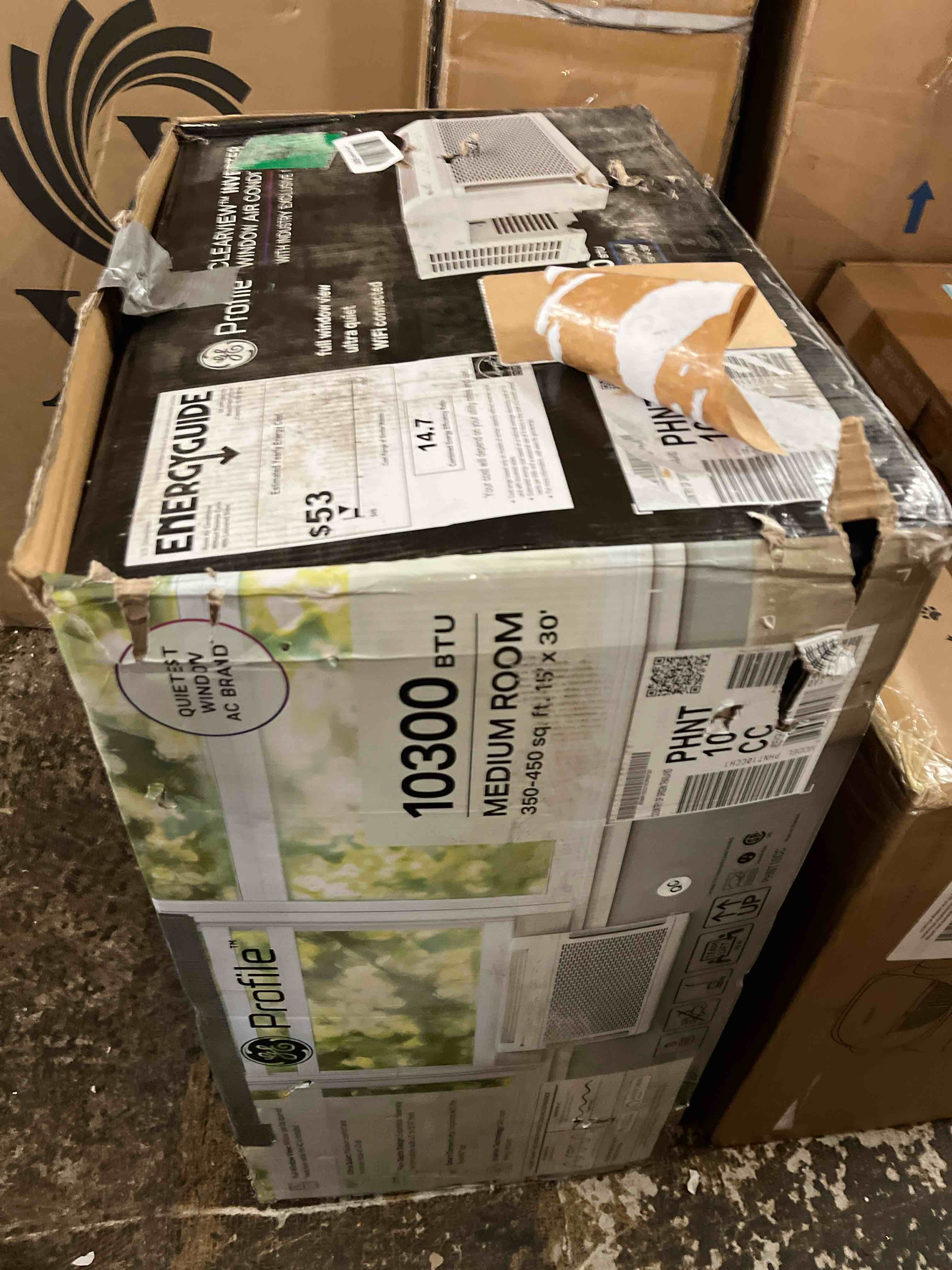 Condition photo showing New/Like New for ge profile clearview window air conditioner unit, 8,300 btu, energy efficient cooling up to 350 sq ft., ultra quiet, smart home capable, includes remote, white