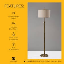 Condition photo showing New/Like New for adesso barton floor lamp antique brass oatmeal linen