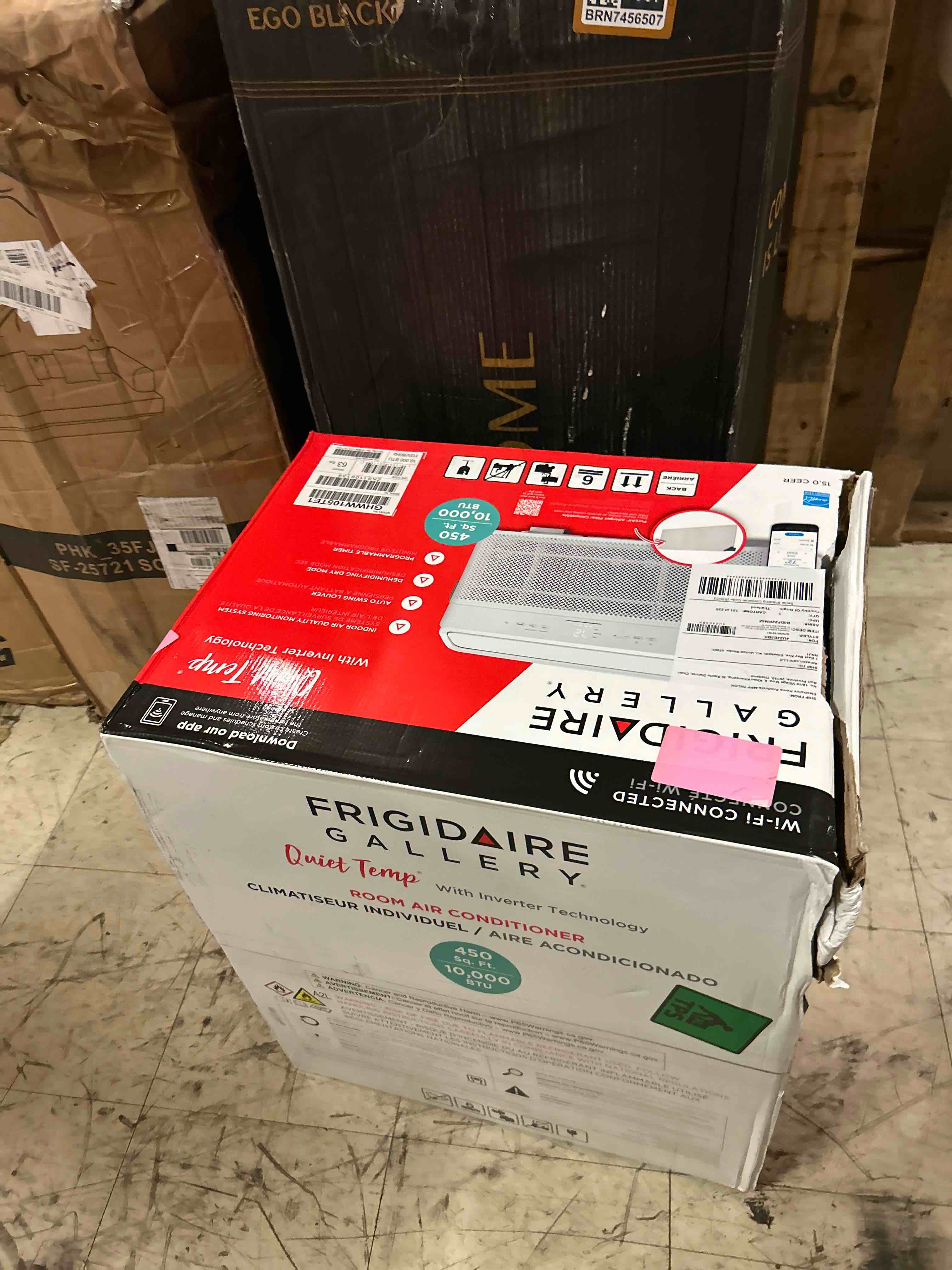 Condition photo showing New/Like New for frigidaire gallery 10,000 btu smart inverter window air conditioner with wi-fi, energy star most efficient certification & indoor air quality monitoring, cools up to 450 sq. ft., ultra quiet, white
