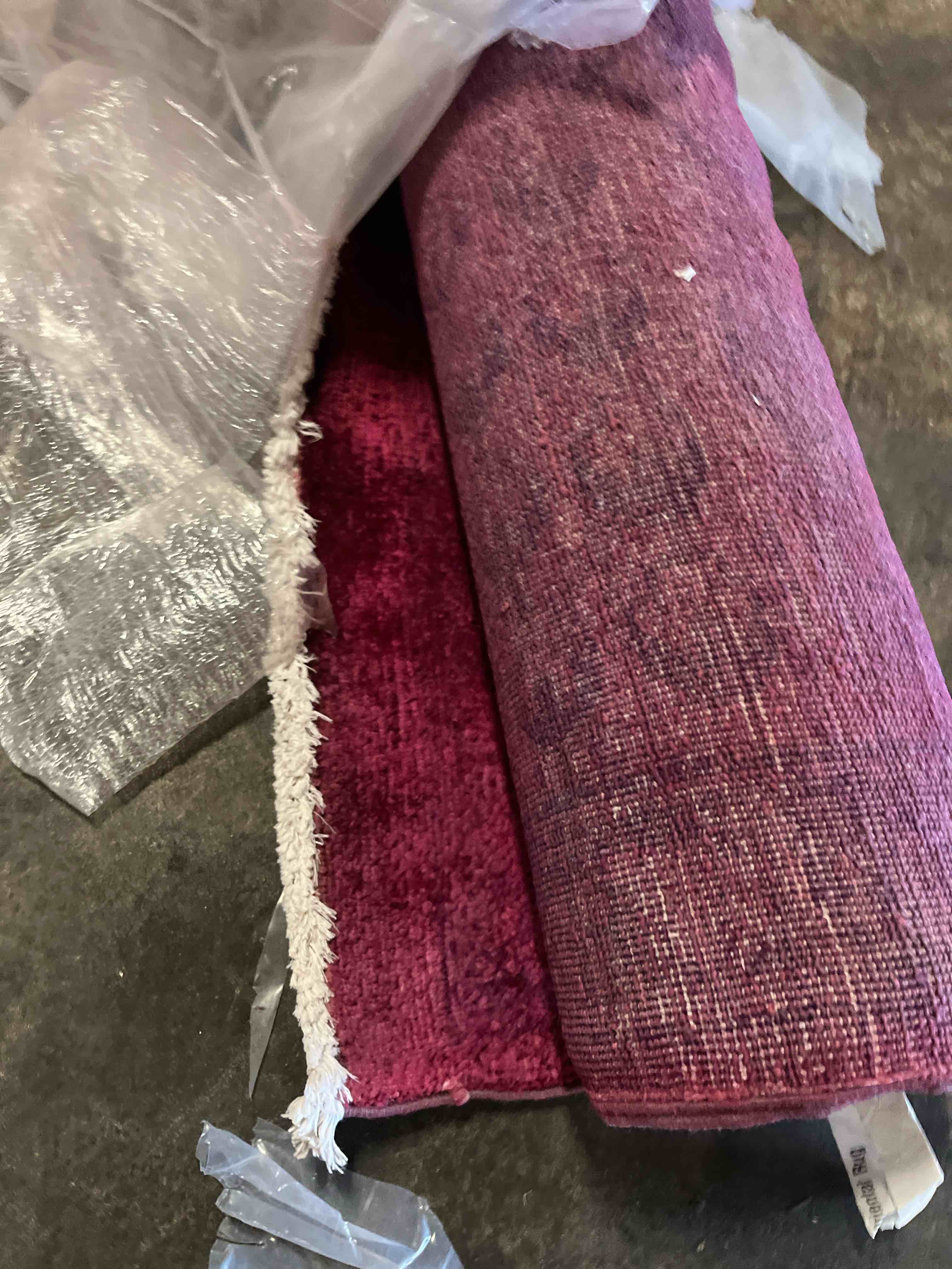 Condition photo showing New/Like New for 9 x 12 ft 1960s handmade turkish rug re-dyed in red, ideal for modern interiors