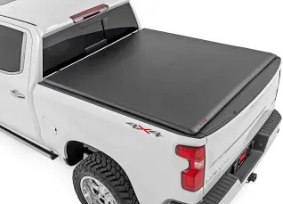 rough country soft roll up tonneau cover for chevy silverado 1500 & gmc sierra 1500 (2019-2026) - marine-grade vinyl, no-drill install, fits 5'10" short bed