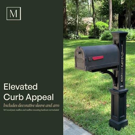 Condition photo showing New/Like New for mayne newport plus mailbox post with standard arm - weather-resistant, durable classic design - easy-to-install outdoor mailbox post - mailbox poles - amazon.com