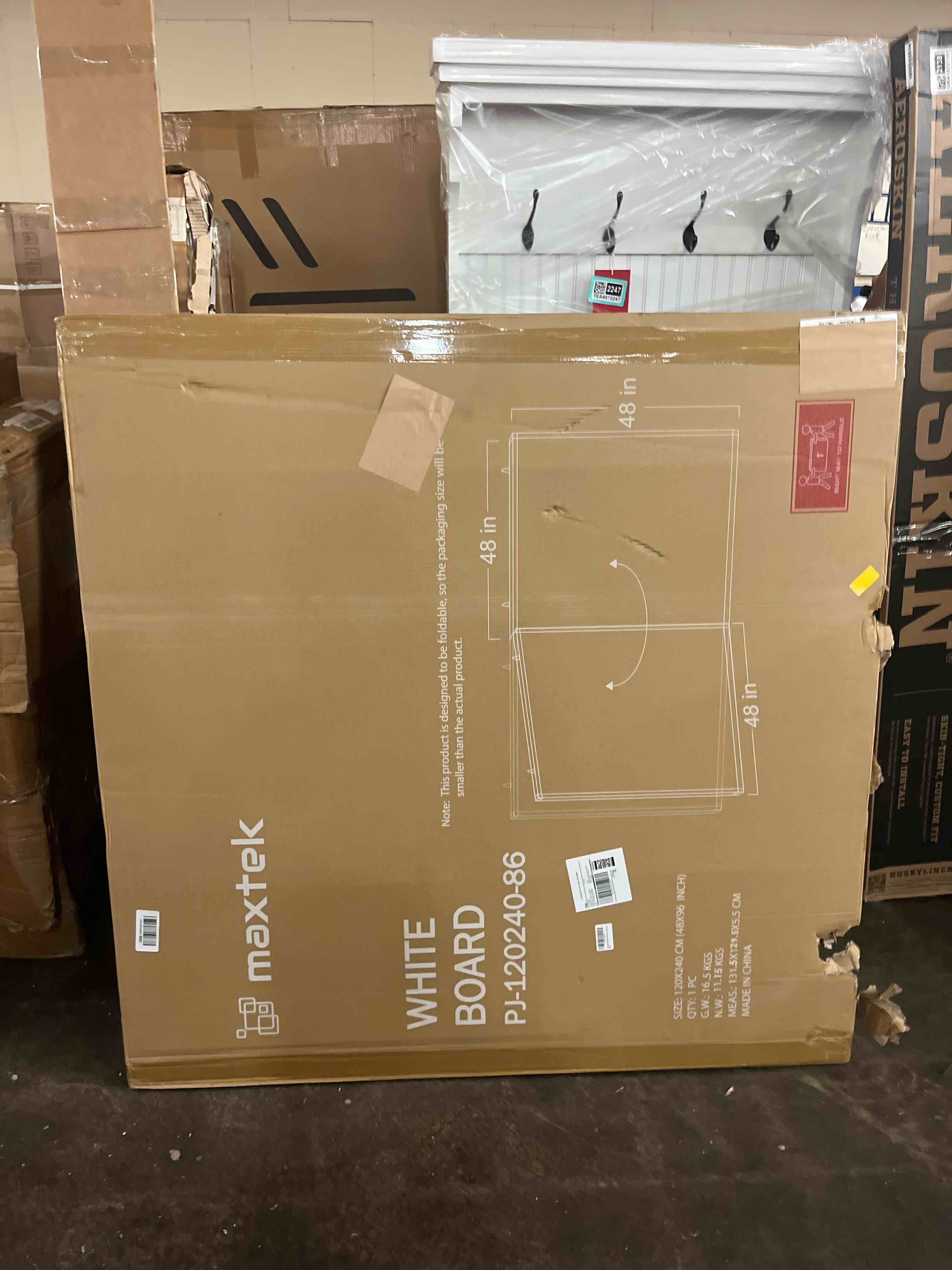 Condition photo showing New/Like New for magnetic dry erase board 96 x 48 inches, maxtek 4" x 8" whiteboard for wall, large white board dry erase foldable wall-mounted aluminum frame erase board with marker tray for office home and school