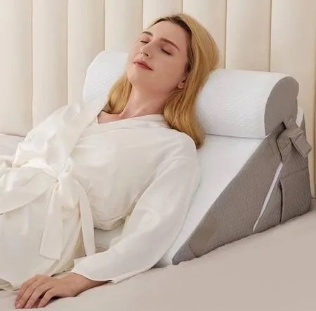 ruqmuis 3pcs wedge pillow set for after surgery, adjustable back pillow for bed sitting up, acid reflux, bed wedge pillow headboard for sleeping & snoring, orthopedic pillow for post surgery, white