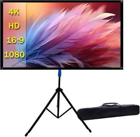 Condition photo showing New/Like New for projector screen with stand outdoor 80 inch 4k hd 1.5-gain wrinkle-resistant movie screen, 160° viewing angle, projection screen for movie night and indoor 80in