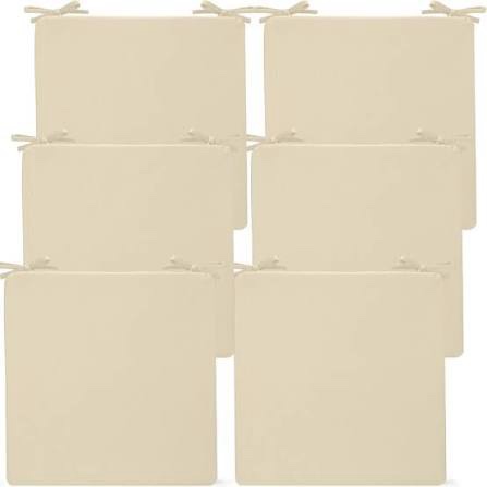 preboun 6 pack outdoor chair cushions 19" x 19" x 3" patio waterproof fade resistant seat cushions with ties replacement chair pads for patio furniture garden sofa couch (beige)