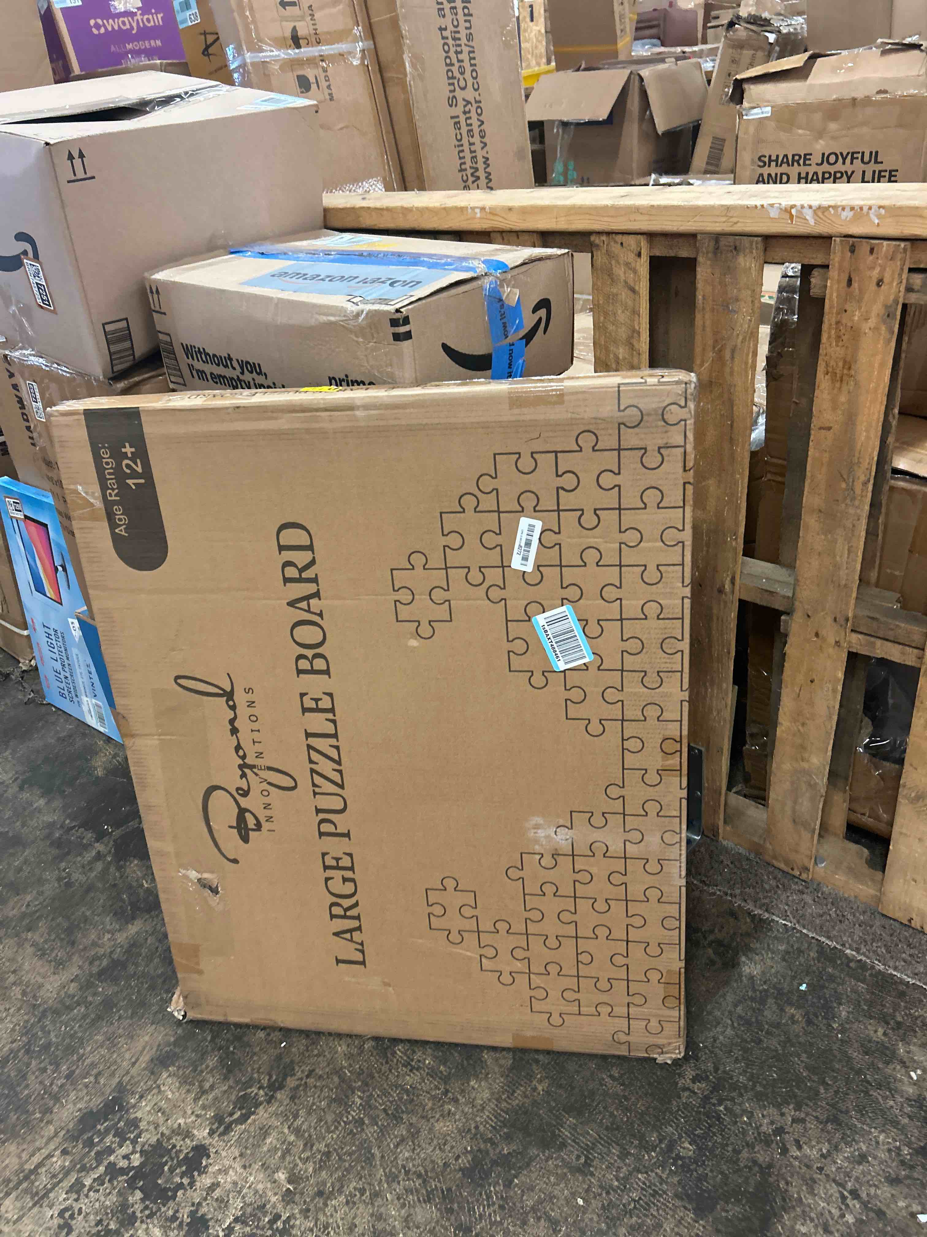 Condition photo showing New/Like New for 1500 piece wooden jigsaw puzzle table - 4 drawers, rotating puzzle board | 35''x 28'' jigsaw puzzle board | puzzle cover included - portable puzzle tables for adults and kids by beyond innoventions
