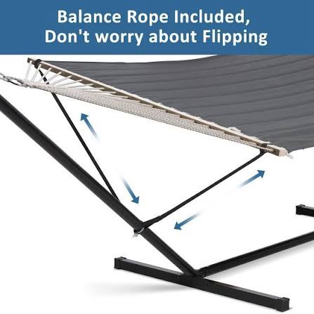 Condition photo showing New/Like New for suncreat 2 person hammock with stand, heavy duty portable hammocks, 475 lbs capacity, dark grey