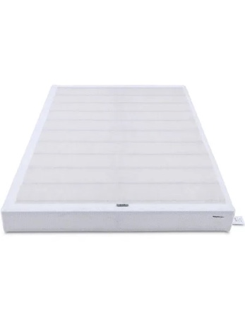 Condition photo showing New/Like New for amazon basics smart box spring bed base, 5-inch low profile height mattress foundation, sturdy durable steel support, tool-free easy assembly, queen, 79" x 59.5" x 5", white