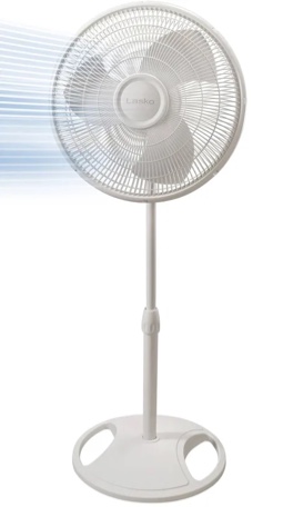 Condition photo showing New/Like New for lasko 16  3-speed adjustable tilting oscillating stand pedestal fan white