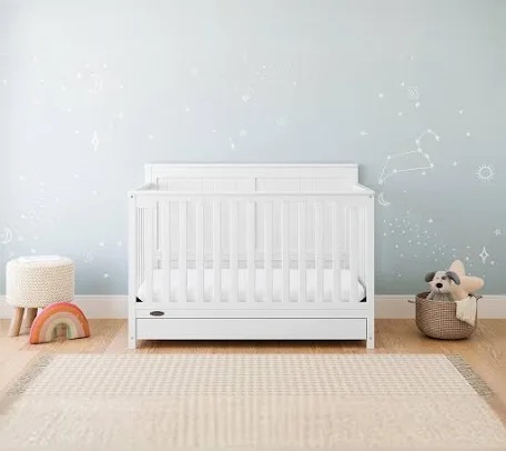 graco hadley 5-in-1 convertible crib with drawer - white