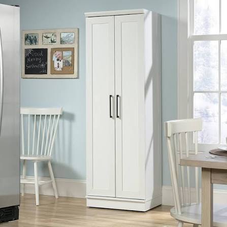 sauder homeplus storage cabinet/ pantry cabinets, soft white finish