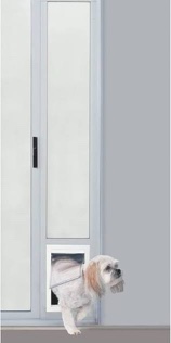 ideal pet products aluminum pet patio door, adjustable height 77-5/8" to 80-3/8", 7" x 11-1/4" flap size, mill/silver