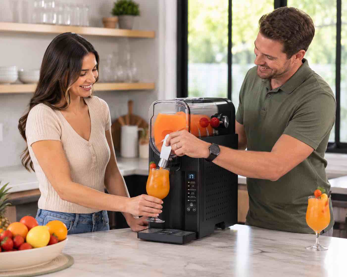 professional frozen drink maker,no ice needed slusher machine with real-time temperature display & auto-clean,6 preset programs for ice cream,smoothies,milkshakes,perfect for summer