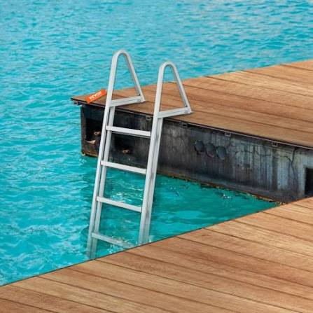 vevor removable dock ladder 5 steps, 350 lbs load capacity, pontoon boat ladder with 4'' wide step & nonslip mat for ship/lake/pool/marine boarding