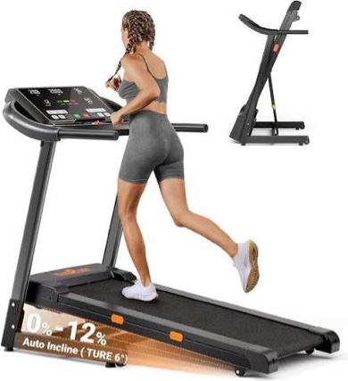 therun incline treadmill for running and walking, 300 lbs weight capacity, wide belt, 3.0 hp, 18" led screen, 2 layers shock-absorbing