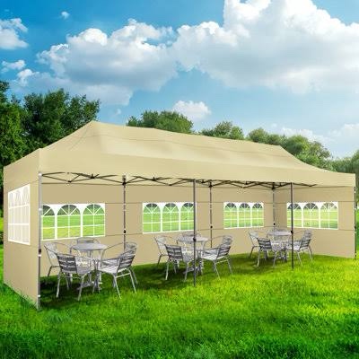 hoteel 10 x 30 heavy duty pop-up canopy tent without side walls khaki