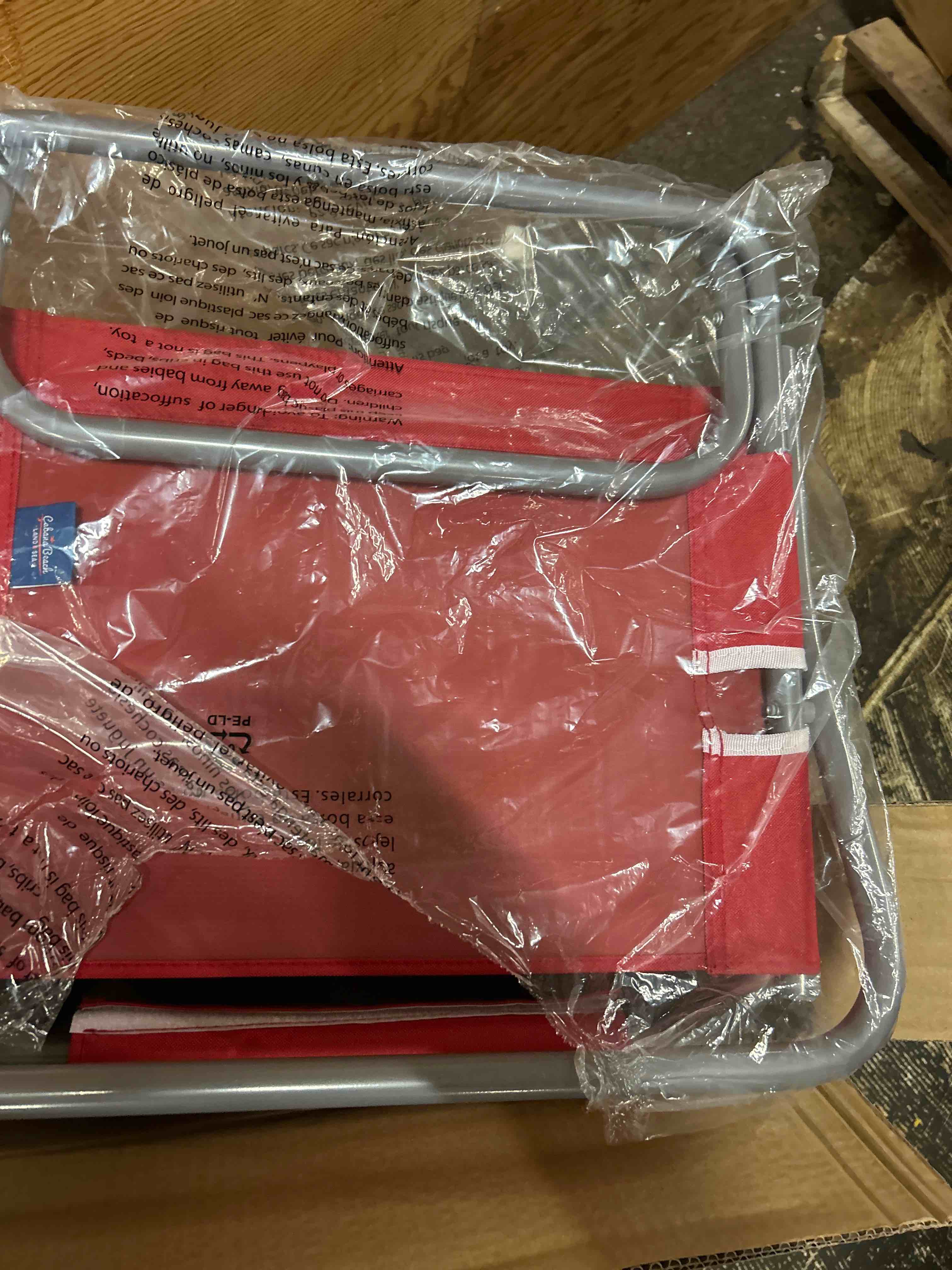 Condition photo showing New/Like New for cabana life low sand folding beach chair  red