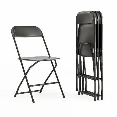 flash furniture hercules series plastic folding chair - black - 650lb weight capacity comfortable event chair - lightweight folding chair