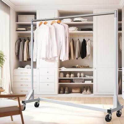 simple houseware industrial grade z-base garment rack  400lb load with 62 inch extra long bar  silver