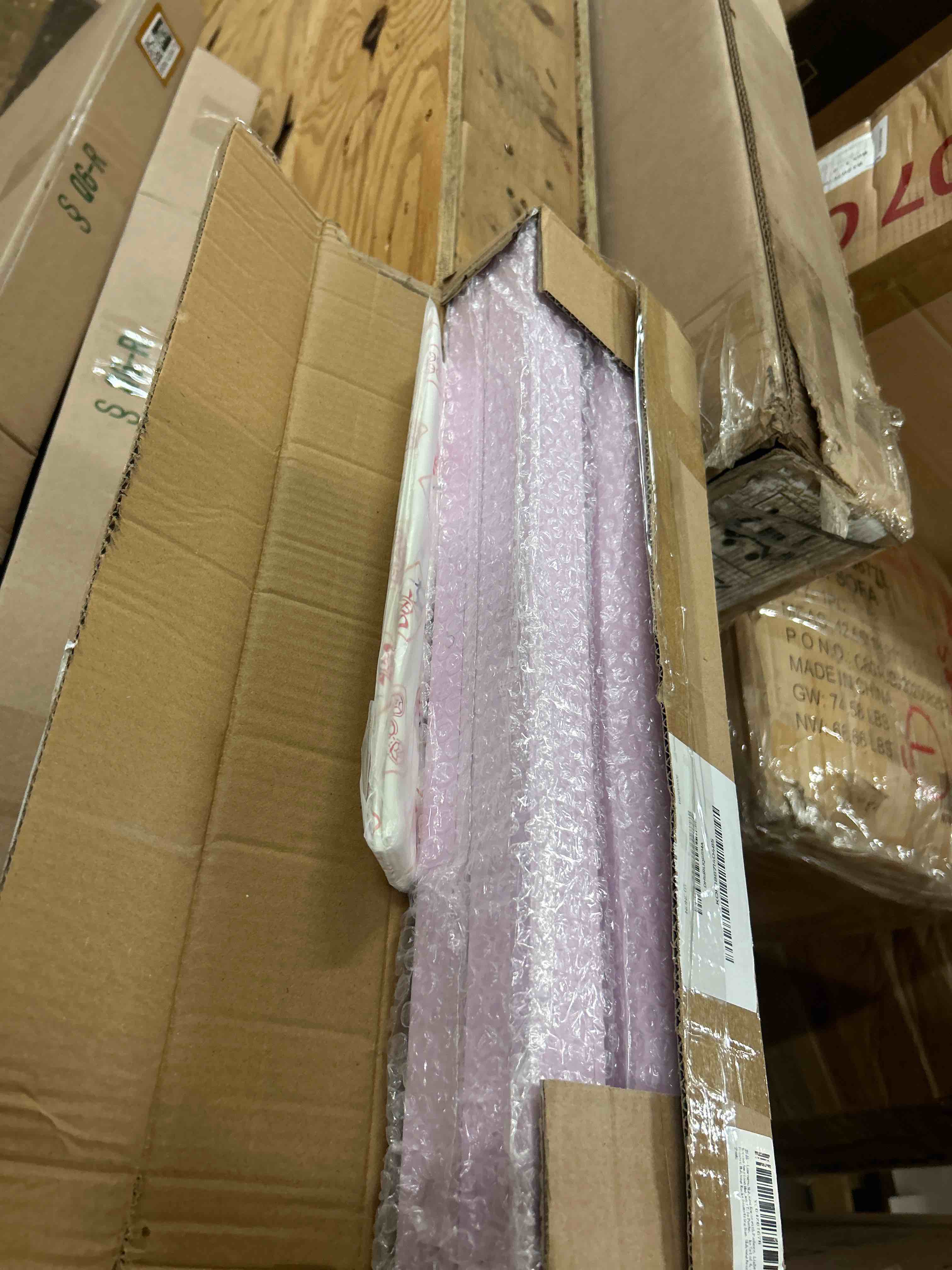 Condition photo showing New/Like New for mahjong racks with pushers, pink wooden american mahjong tile pushers and racks set of 4, with white printed mahjong racks drawstring bag, mahjong accessories (19.68 inches)