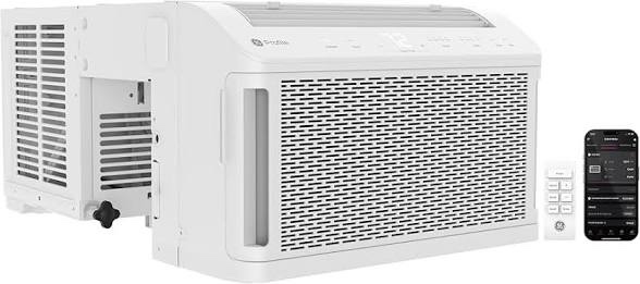 ge profile clearview inverter window air conditioner 10,300 btu, ultra quiet, full window view, cools up to 450 sq ft, energy star, wifi smart, remote