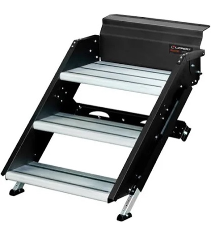 lippert-791573 solid step triple step for rv and travel trailer entry doorway , 30-inch,black