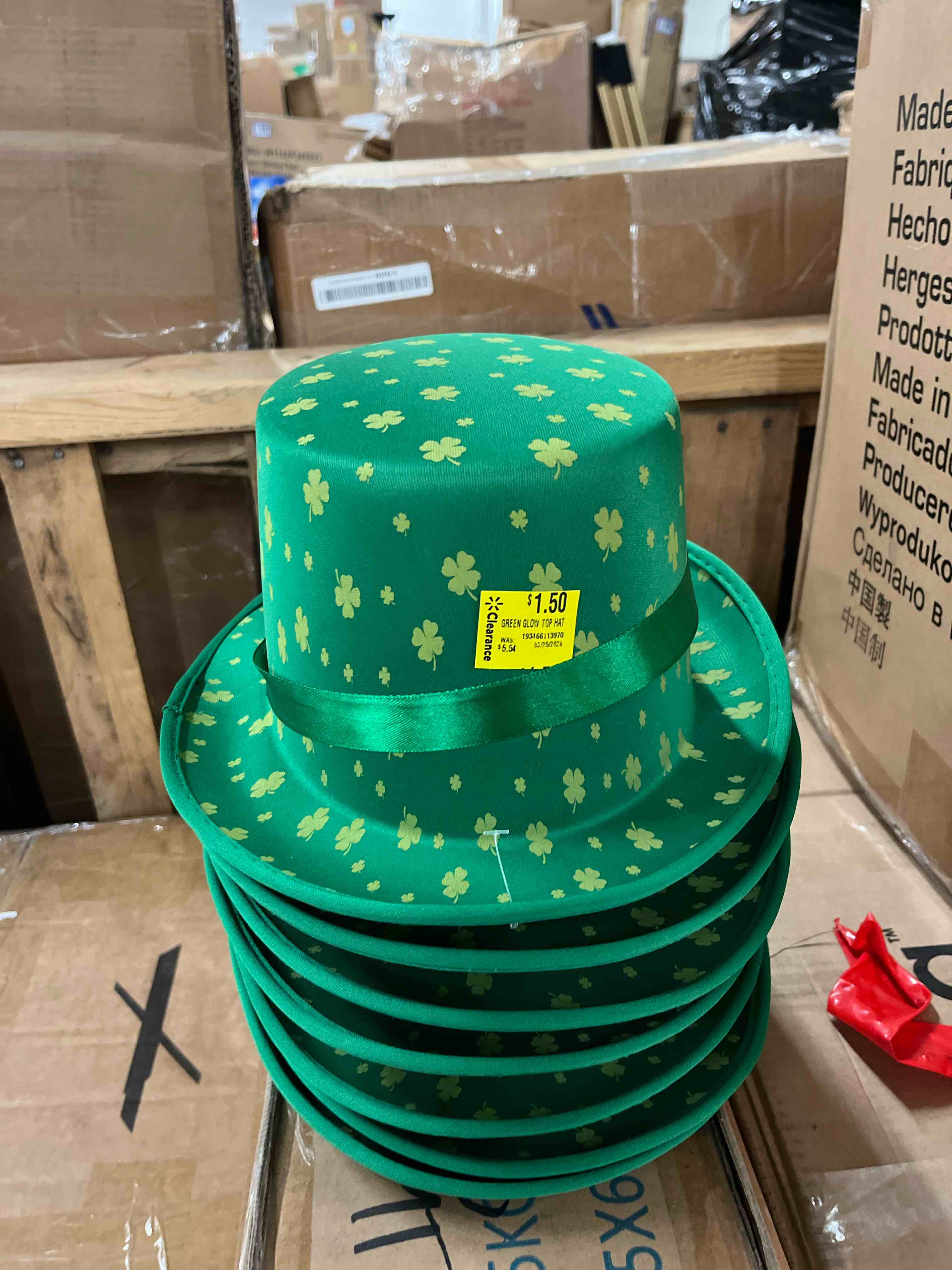 Condition photo showing New/Like New for eye-catching st. patrick's day gold shamrock derby hat - 5" x 10" (1 pc.) - festive green & gold design - perfect for celebrations