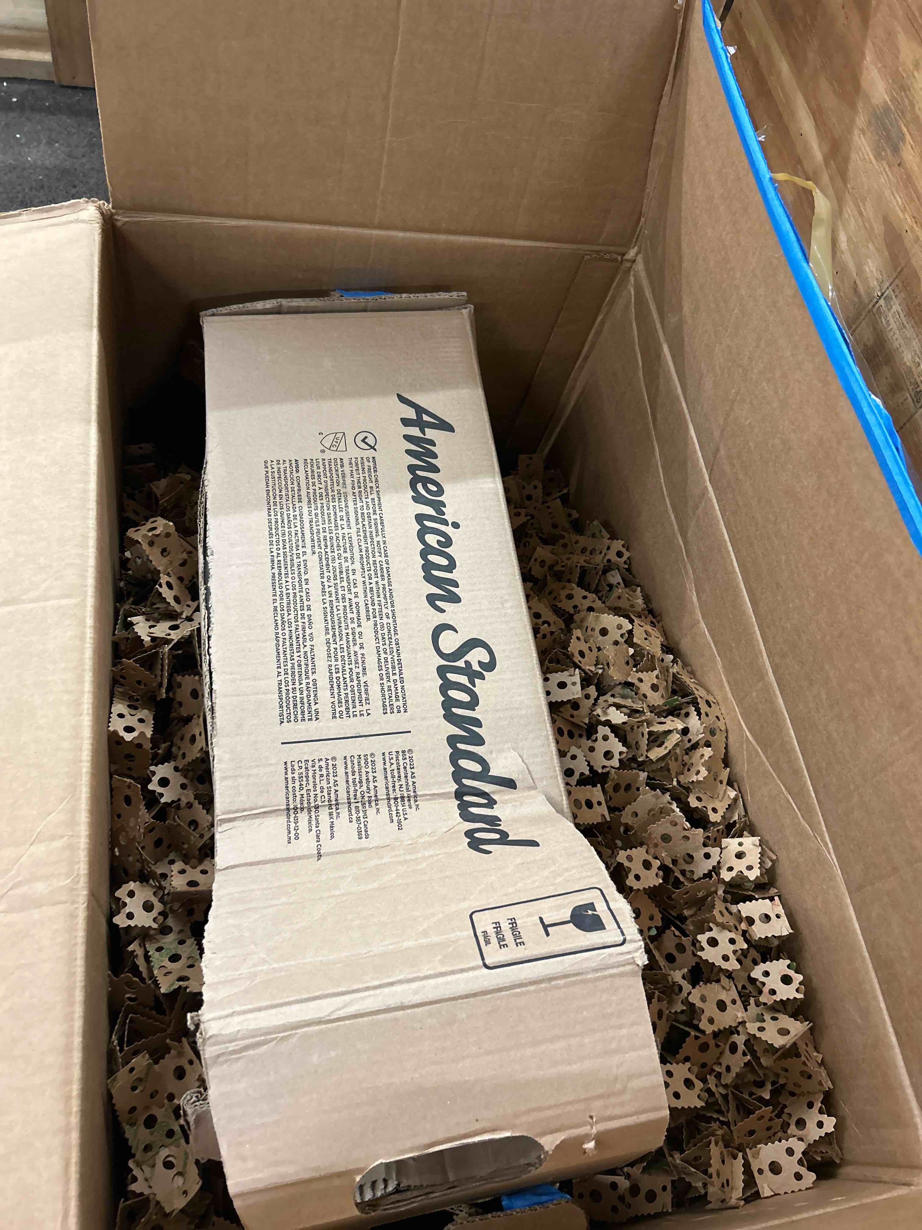 Condition photo showing New/Like New for (2 boxes) american standard 2462016.020 cadet two-piece pressure assist with 12-in rough-in toilet, elongated front, 1.6 gpf