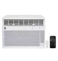 ge awcs12wwa window air conditioner, wi-fi enabled, energy-efficient cooling for large rooms up to 550 sq ft, easy install kit, control using remote or smartphone app, new 12,000 btu, white