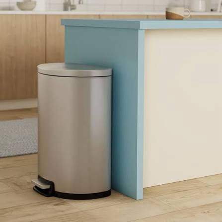 qualiazero 50l/13gal heavy duty hands-free stainless steel commercial/kitchen step trash can, fingerprint-resistant soft close lid trashcan, 50l / 13 gal