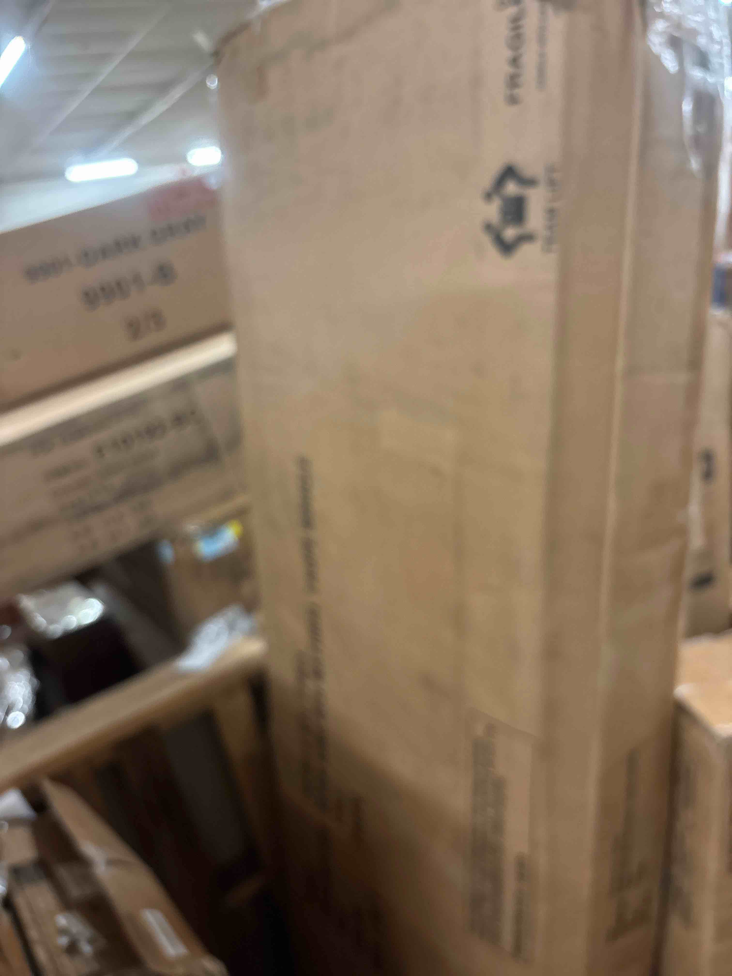 Condition photo showing New/Like New for dg casa reign boucle mid-century modern king size wooden platform bed frame - upholstered in taupe boucle - solid wood with natural finish