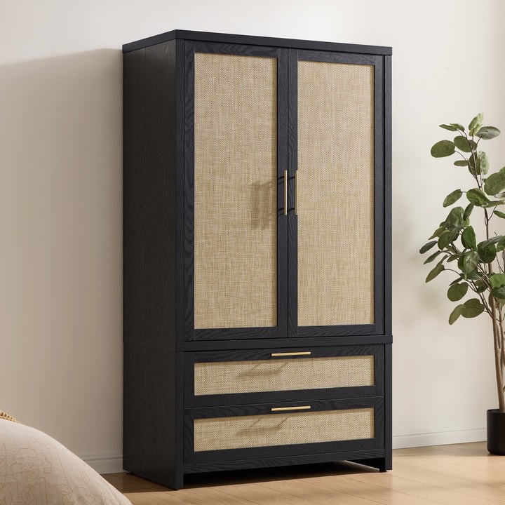 Condition photo showing New/Like New for savanna rattan wardrobe, 2 drawers