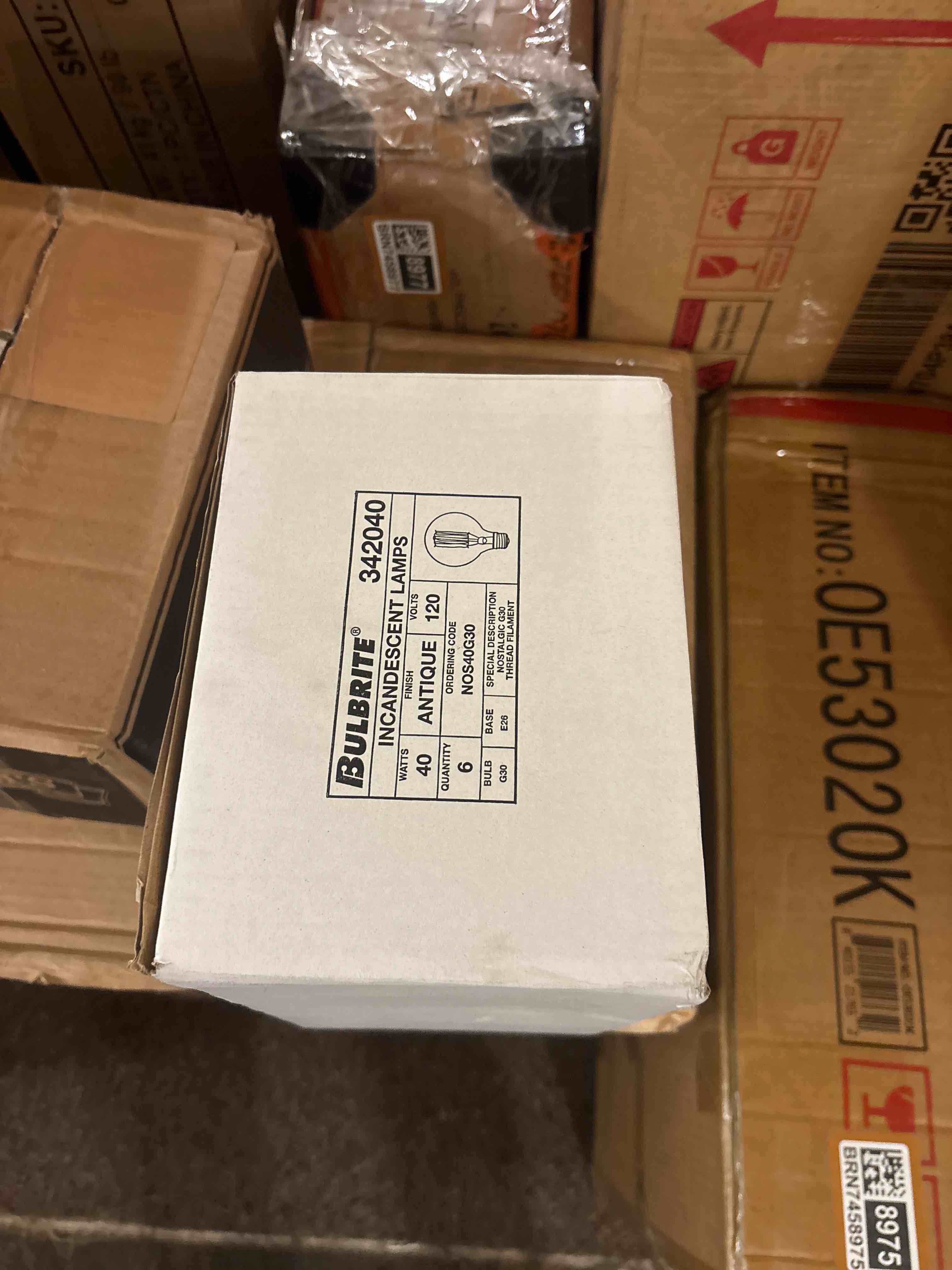 Condition photo showing New/Like New for bulbrite nos40g30 40w nostalgic g30 edison globe with thread filament style (6 pack)