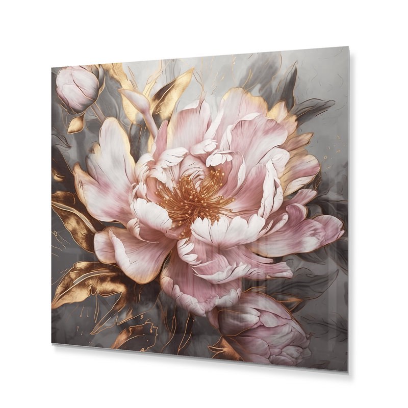 " Pink Gold Peonies Petals "